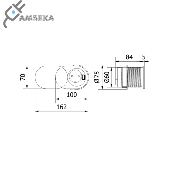 Įmontuojamas baldinis kištukinis lizdas GTV SLIDE 3