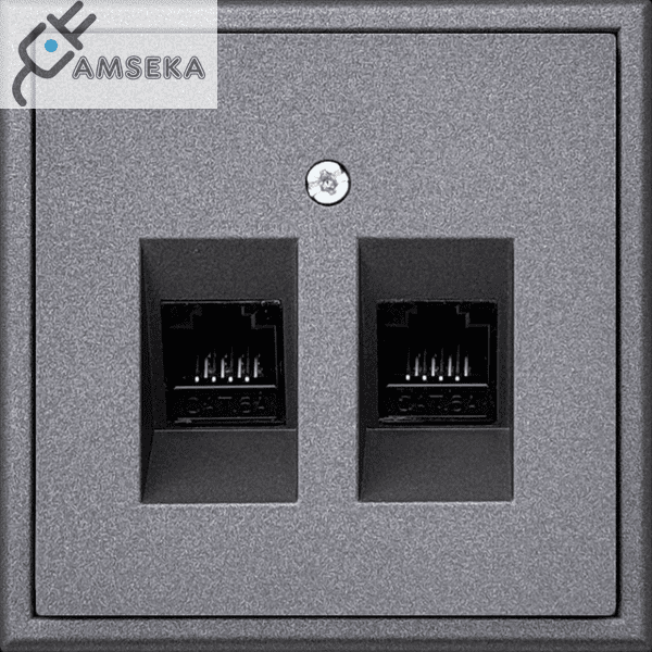 Kompiuterio lizdas MODERN, 2× RJ45 Cat.6A, juodas matinis, Liregus