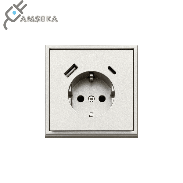 Kištukinis lizdas MODERN su USB-A + USB-C 3,4 A, šampano spalvos, Liregus