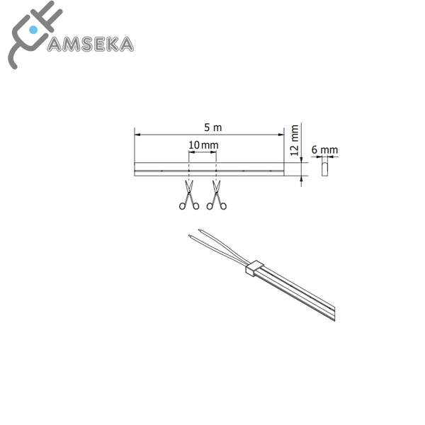 LED juosta NEON FLEX, 24V, 9.6W, 3000K, 5M, 6x12mm 4