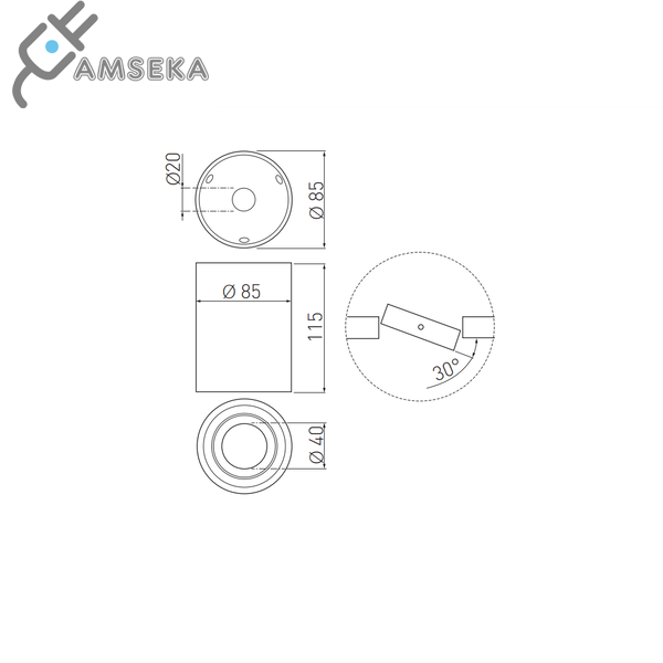 GTV šviestuvas SENSA, juodos spalvos 2