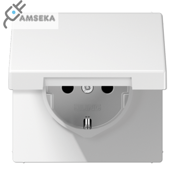 Kištukinis lizdas su dangteliu IP44, baltas matinis JUNG LS990