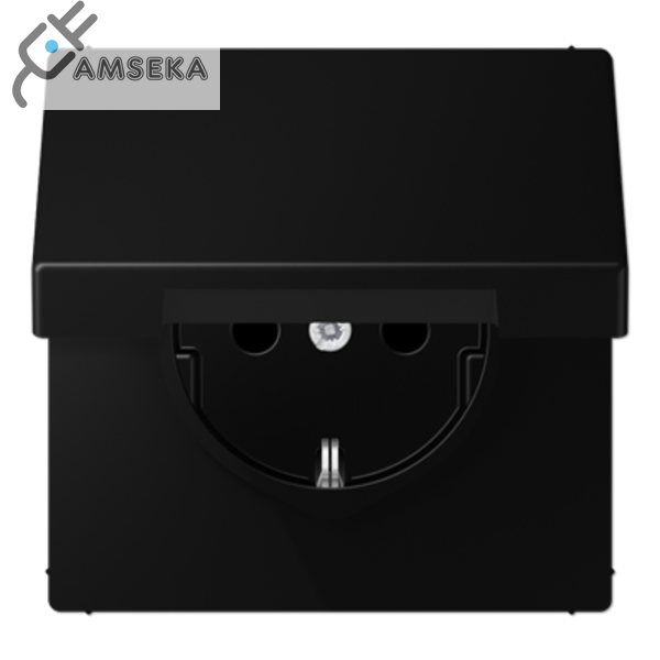 Kištukinis lizdas su dangteliu IP44,  juodas matinis JUNG LS990