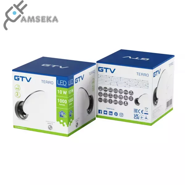 10W LED Sieninis šviestuvas GTV TERRO, su judesio davikliu, juodas 4