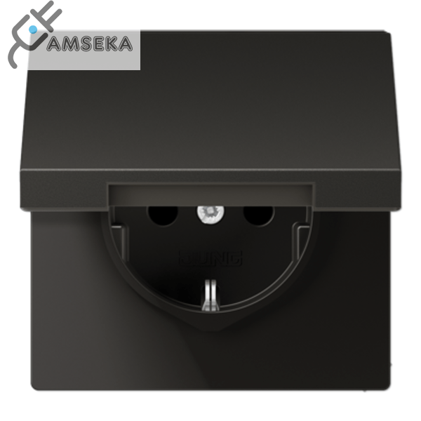 Kištukinis lizdas su dangteliu IP44, aliuminis antracitas JUNG LS990