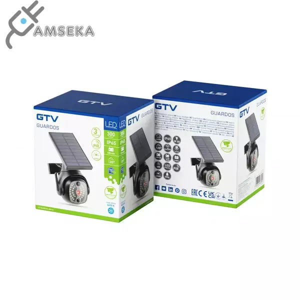 LED šviestuvas su saulės baterija ir judesio davikliu, GTV GUARDOS 6