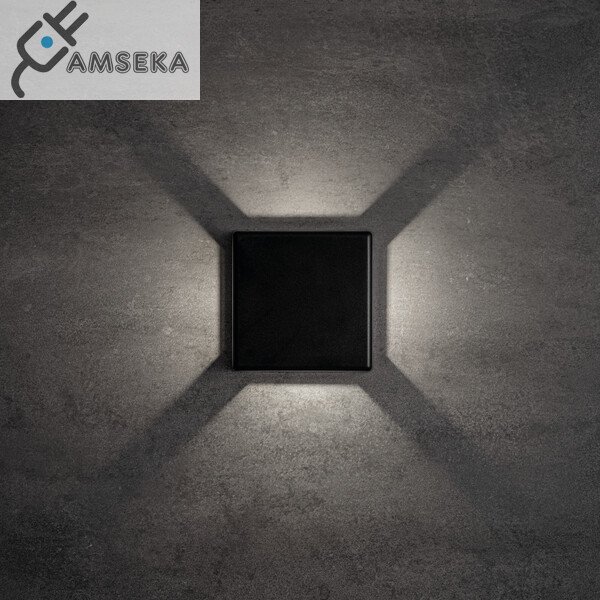 6W sieninis šviestuvas Kanlux REFAZI LED, juodos spalvos, IP54, 4000K