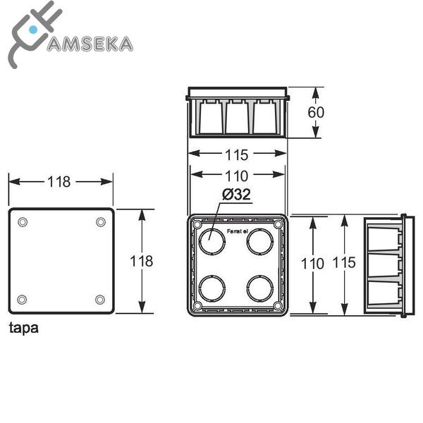 Dėžutė montažinė 100*100*45mm 1