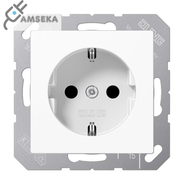 Kištukinis lizdas su apsauga nuo vaikų, baltas JUNG A/AS500