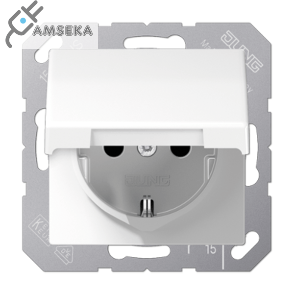 Kištukinis lizdas su dangteliu IP44, baltas JUNG AS500