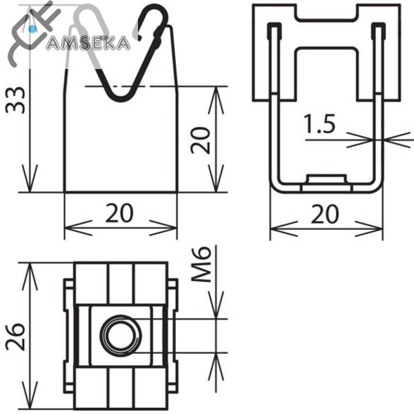 Laikiklis vielai M8 H-20mm 1