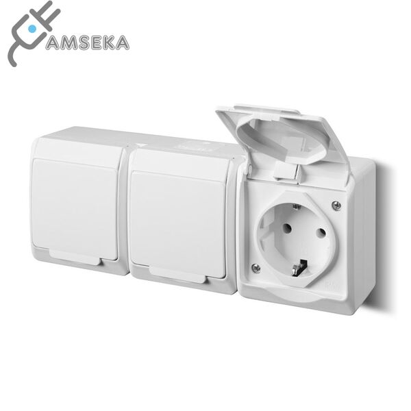 Hermetinis 3 vietų kištukinis lizdas v/t Hermes IP44 Elektroplast 1