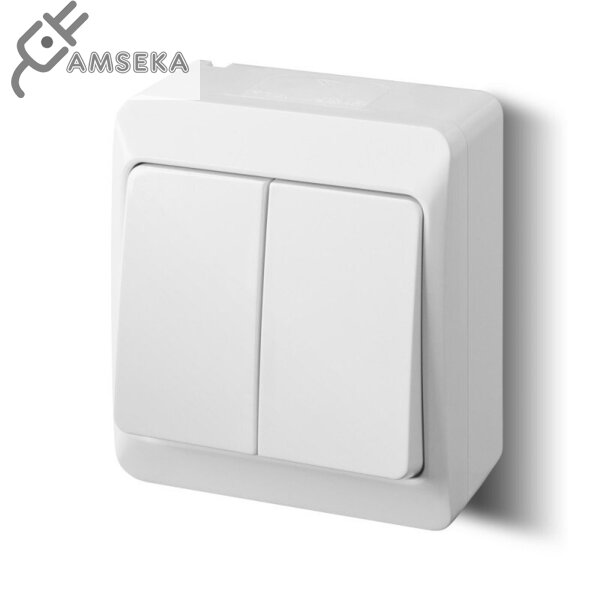 Jungiklis 2 klavišų Hermes IP44, baltas Elektroplast