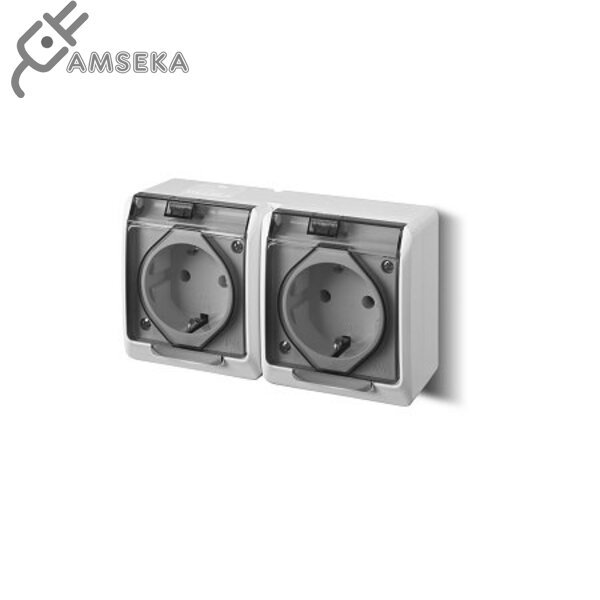 Hermetinis 2 vietų kištukinis lizdas skaidr. dangt. v/t Hermes IP44 Elektroplast