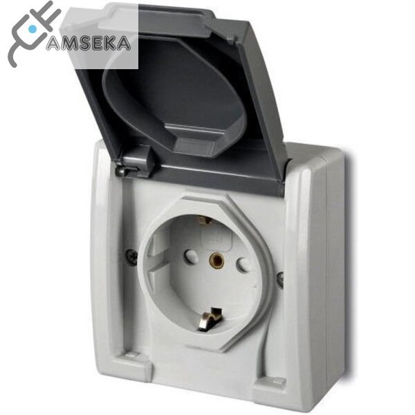 Kištukinis lizdas v/t Aquant IP55 16A pilkas Elektroplast