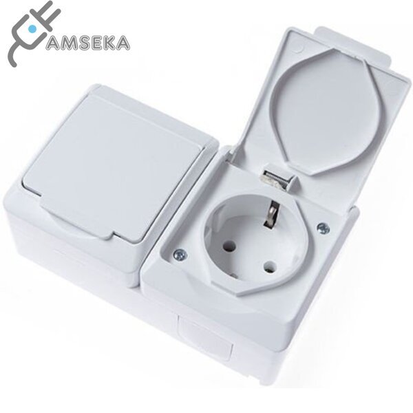 Hermetinis 2 vietų kištukinis lizdas v/t Hermes IP44 Elektroplast 1