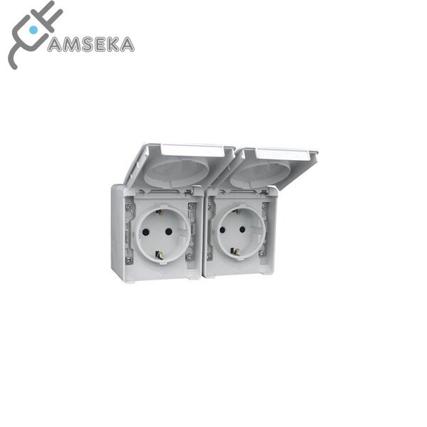 Hermetinis 2 vietų v/t kištukinis lizdas IP65 16A, pilkas Efapel