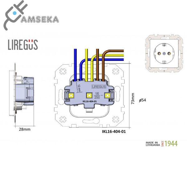 Kižtukinis lizdas su įžem., Liregus EPSILON  3