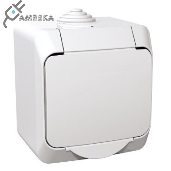 Kištukinis lizdas Schneider Cedar Plus, su įžem., IP44, baltos spalvos