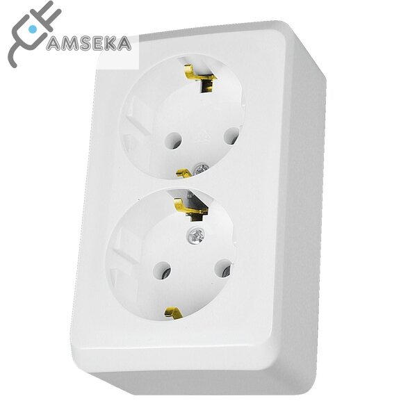 Dvivietis kištukinis lizdas Schneider Prima, su įžem., baltos spalvos