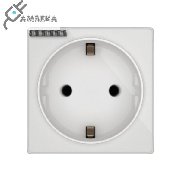 Kištukinis lizdas su įžeminimu su dangeliu, baltas, SPRING