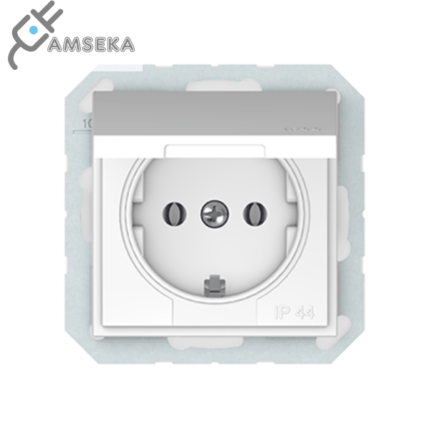 Kištukinis lizdas IP44 Vilma QR1000, su įžem, baltos spalvos