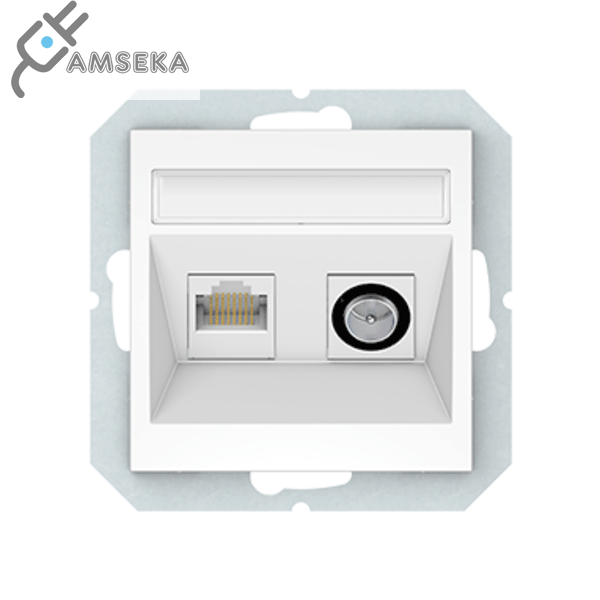 Antenos ir kompiuterio lizdas Vilma QR1000, (TV+RJ45), baltos spalvos 