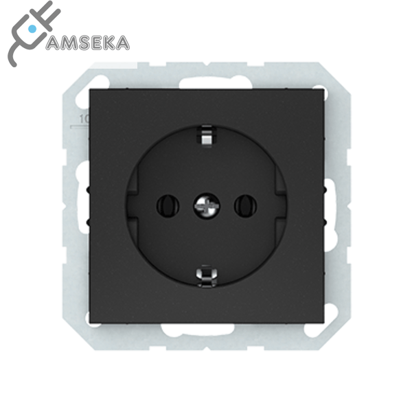 Kištukinis lizdas Vilma QR1000, su įžem, juodos matinės spalvos