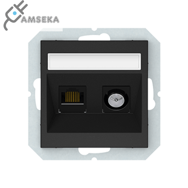 Antenos ir kompiuterio lizdas Vilma QR1000, (TV+RJ45), juodos matinės spalvos 