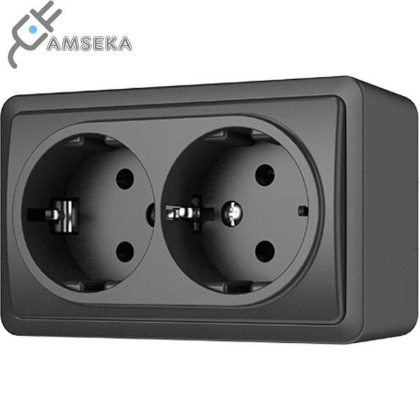 Dvivietis kištukinis lizdas Vilma SL+250, su įžem., antracito spalvos