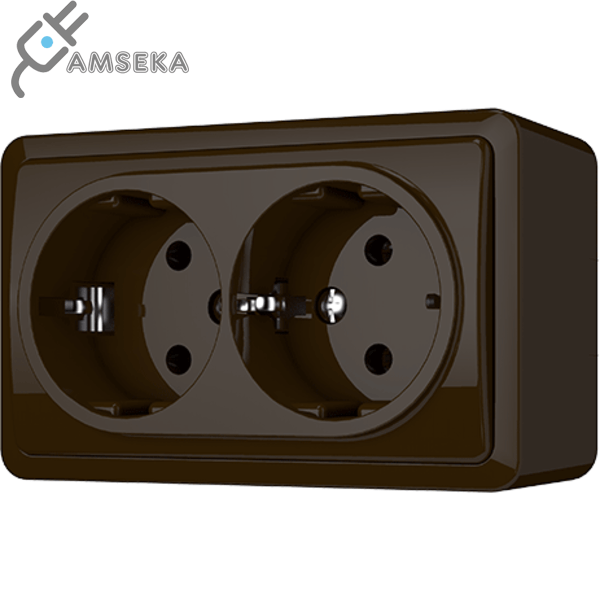 Dvivietis kištukinis lizdas Vilma SL+250, su įžem., rudos spalvos