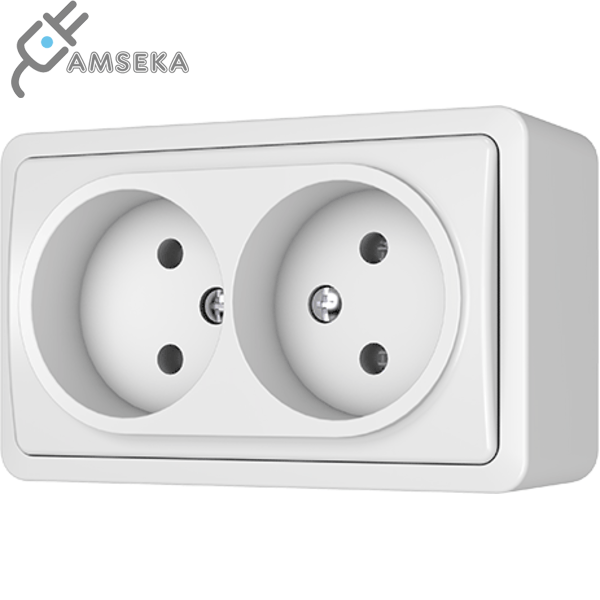 Dvivietis kištukinis lizdas Vilma SL+250, baltos spalvos