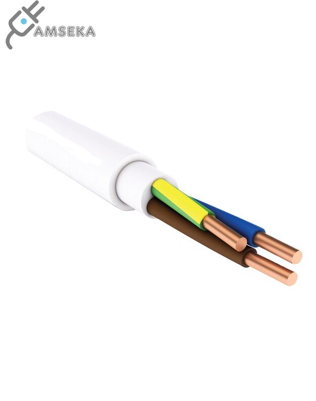 3x1.5mm² Apvalus kabelis su PVC izoliacija (N)YM baltas, 100m