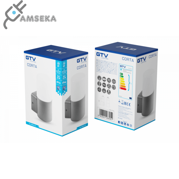Sieninis šviestuvas GTV CORTA-AU, E27, IP44 4