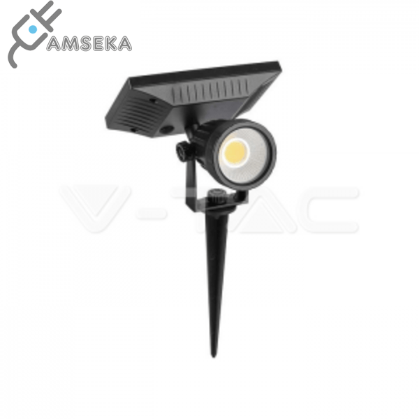 2W įsmeigiamas šviestuvas, su saulės baterija, V-TAC juodos spalvos IP65