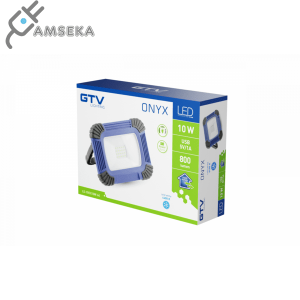 10W LED prožektorius GTV ONYX, su pakraunamu maitinimo šaltiniu