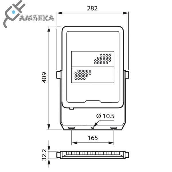 100W LED PROŽEKTORIUS BVP165 PHILIPS, PILKAS, IP65, 4000K 1