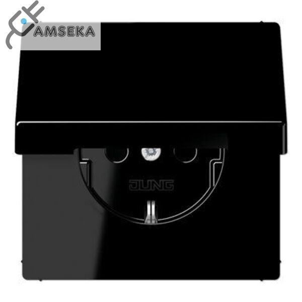 Kištukinis lizdas su dangteliu IP44,  juodas JUNG LS990