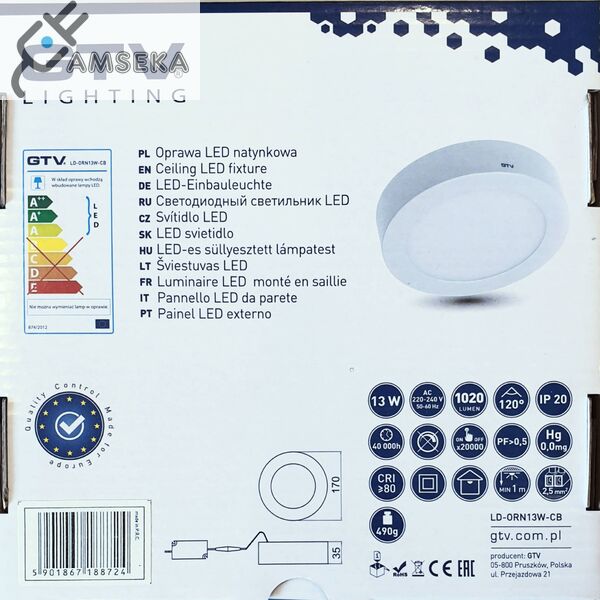 13W LED panelė GTV ORIS PLUS, 4000K 2