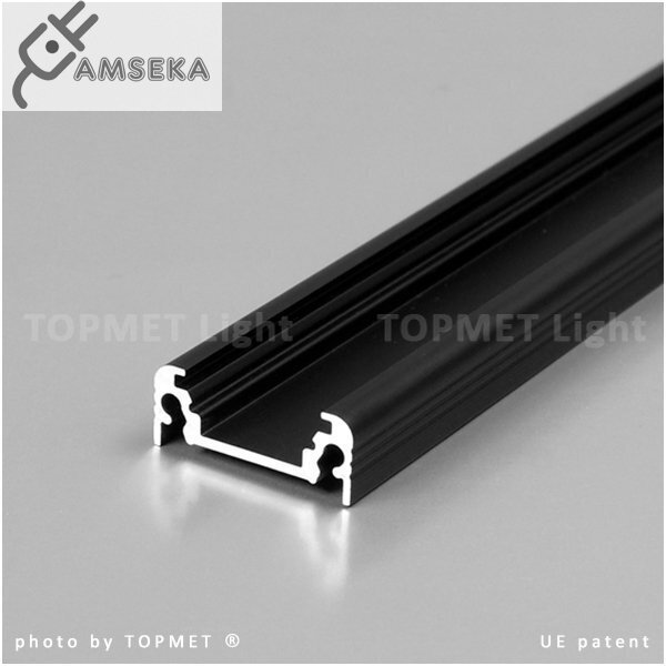 2m LED juostos profilio SURFACE10 (juodai anoduotas)