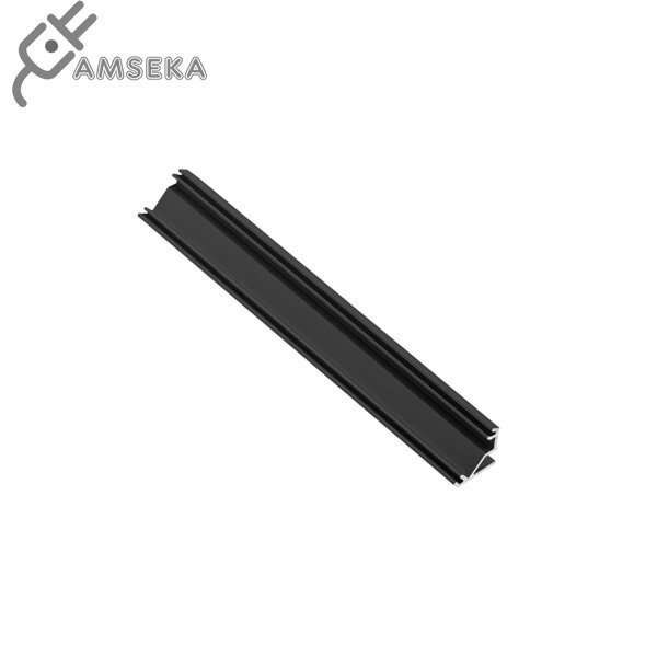 2M kampinis LED profilis GLAX NKKT, juodos spalvos