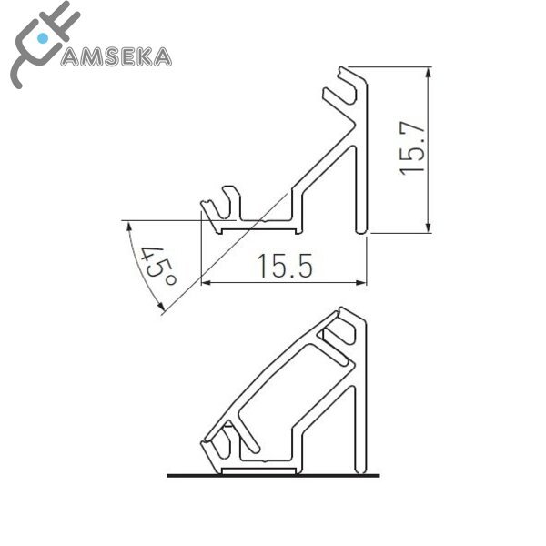 2M kampinis LED profilis GLAX NKKT, sidabrinės spalvos 3