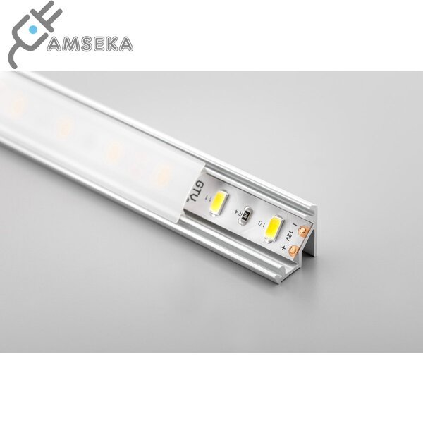 2M kampinis LED profilis GLAX NKKT, sidabrinės spalvos 1