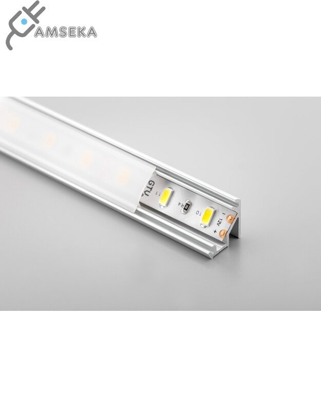 2M kampinis LED profilis GLAX NKKT, sidabrinės spalvos