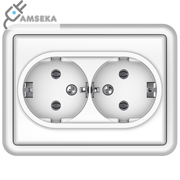 Dvivietis kištukinis lizdas Vilma ST150, su įžem., baltos spalvos