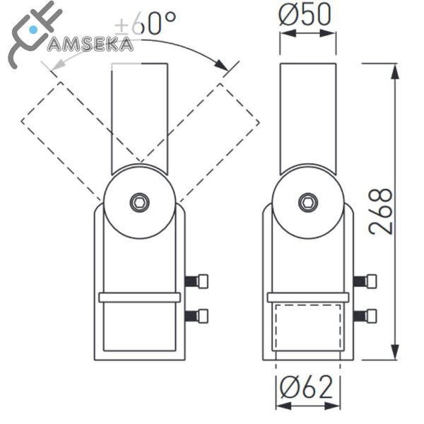 Reguliuojamo kampo adapteris gatvės šviestuvams GTV SA1 (50mm šviestuvo tvirt.) 1