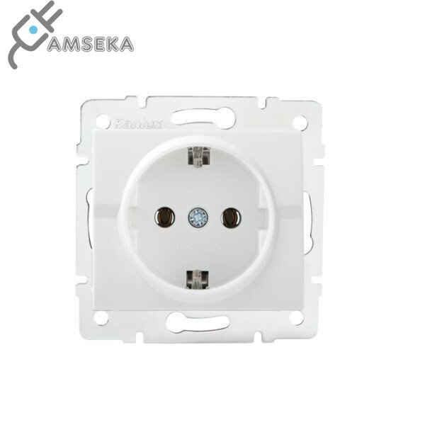 Kištukinis lizdas Kanlux Logi, su įžem., baltos spalvos