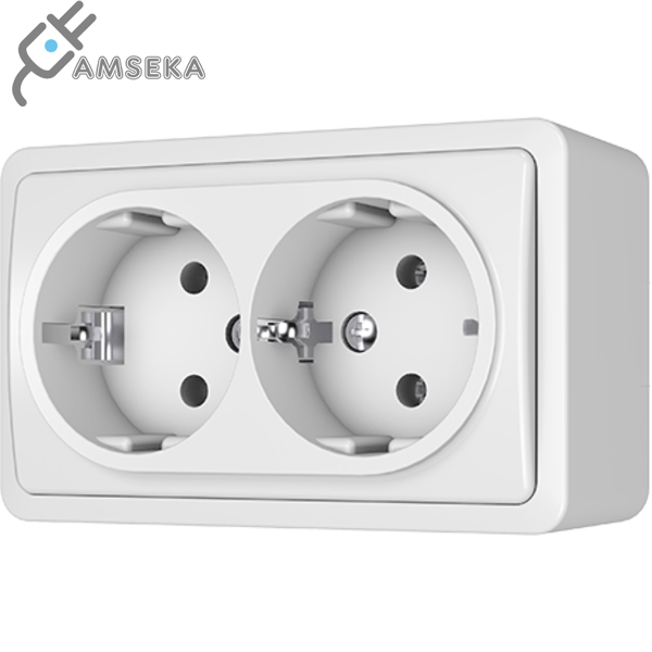 Dvivietis kištukinis lizdas Vilma SL+250, su įžem., baltos spalvos