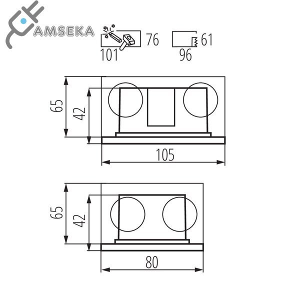 Įleidžiamas šviestuvas Kanlux Glasi LED 3W, juodos spalvos, IP44, 4000K 4