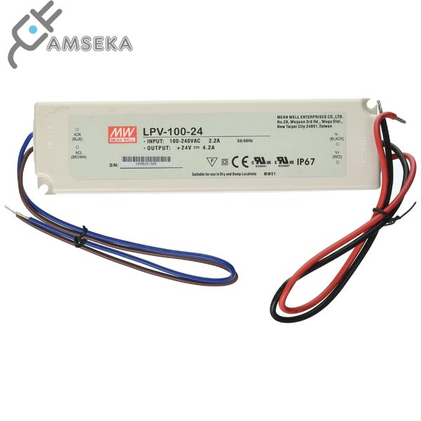 100W LED maitinimo šaltinis 24V 4.2A, IP67, Mean Well